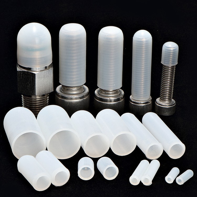 High temp silicone end caps for masking threaded studs