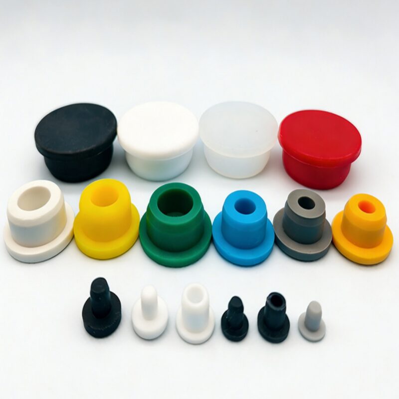 Silicone T-plugs with flange for grounding masking